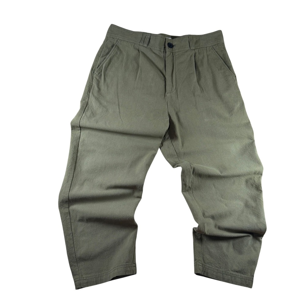 ILU Olive Green Y2K Pleated Relaxed Fit Trousers Pants Womens Size L